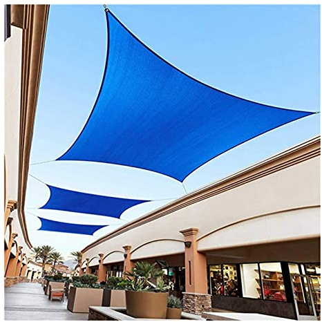 Waterproof Sun Shade Sail Awning Rectangle Square Sunshade Cover for Outdoor Gazebo Garden Patio with Rope Anti-UV Sunscreen, Blue Various Sizes 2m,3m,4m,5m