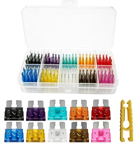 Car Fuses Assorted Kit for 2Amp 3A 5A 7.5A 10A 15A 20A 25A 30A 35A | 50 Pcs Standard Auto Blade Fuses Mixed Household UK with Storage Case & Puller Car Boat Truck SUV Motorcycl RV
