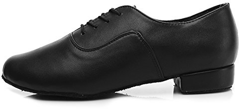DKZSYIM Men's Latin Dance Shoes Professional Ballroom Tango Waltz Performance Standard Modern Dancing Shoes,704-Black,8 US