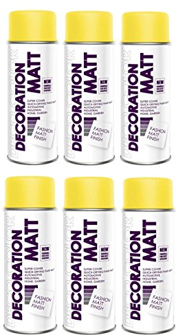 Deco Color 6er Sparpack DC Lackspray matt 400ml nach RAL freie Farbauswahl (6 Dosen in gelb MATT RAL 1023)