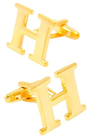 Bishiling Mode Manschettenknöpfe Herren Hochzeit Edelstahl Buchstabe A-Z Manschettenknöpfen Hemd Gold