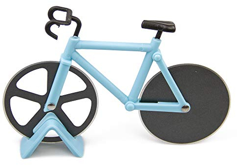 Bicycle Pizza Cutter with Stand Stainless Steel Blade Kitchen Gadget(Blue)