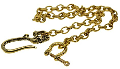 Sharplace Herren Schlüsselkette Geldbörsen Kette Hosenkette Messing mit Haken, Punk Style
