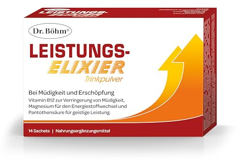 Dr. Böhm Leistungselixier: Bei Müdigkeit und Erschöpfung, Trinkpulver zur Unterstützung der Nerven, Leistungsfähigkeit und Konzentration, 14 Sachets Brausegranulat
