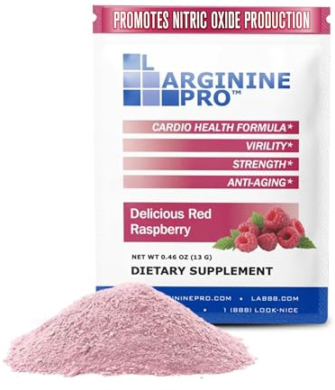 L-ARGININE PRO Supplement Powder | 30 Packets Single Serve Travel Size | 5,500mg of L-arginine Plus 1,100mg L-Citrulline, Raspberry