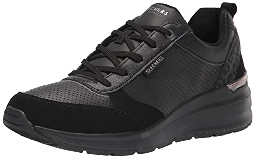 Skechers Billion Subtle Spots, Scarpe da ginnastica basse Donna, Black Duraleather Black Leopard Trim, 39 EU