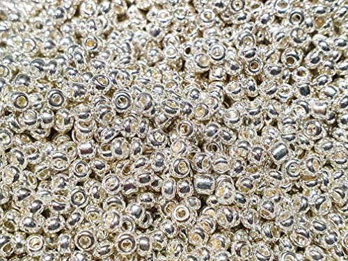 6 500 stycken glaspärlor 2 mm, färg metallic, 11/0 för barn, färg: silver polerad