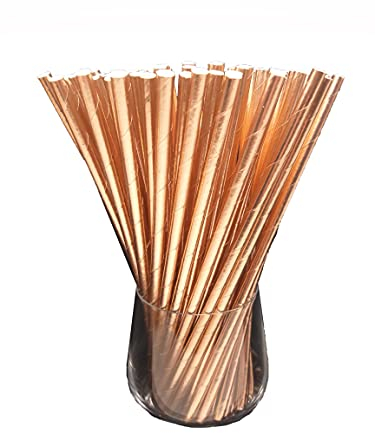 Sam for You Papierstrohhalme, Papier Trinkhalm, Biologisch, Lebensmittelecht, umwelftreundlich, Einweg-Strohhalme, 120 Pack (Rosegold)