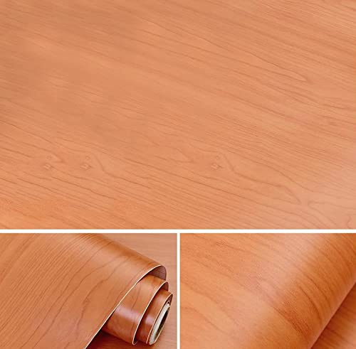 Dostear Wallpaper Self-Adhesive Klebetapete Selbstklebend Selbstklebende BordüRe Tapeten Klebefolie Wandfolie Kinderzimmer FüR Wohnung Renovierung Rote Kirsche Holzmaserung 23.62 X 393.7 Zoll