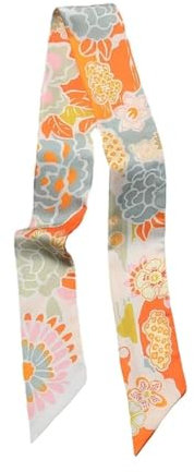 JERLA Unisex Glas Haarschleife Seidenschal Seide Skinny Schal, Blume/Pink, 33.5×1.97