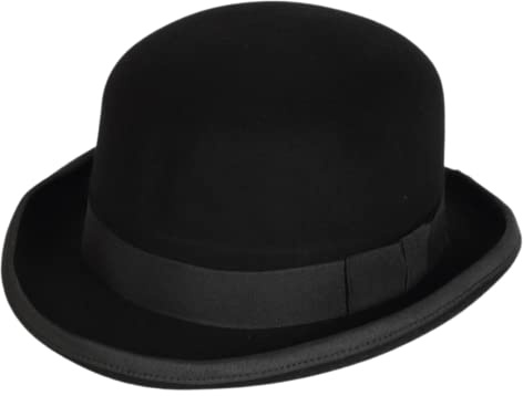 LAEMILIA Unisex Melone Bowler Hut Porkpie Wollfilzhut Filzhut Partyhut Halloween Fasching Karneval Schwarz S