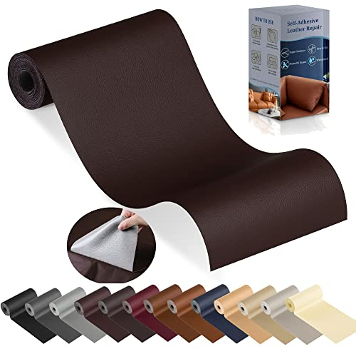 YAFLC kunstleder selbstklebend Dunkelbraun, 10 x 160cm leder patch selbstklebend, kunstleder reparaturset für couch Autositz Sofa Möbel Leder Reparatur Jacken und Renovierung
