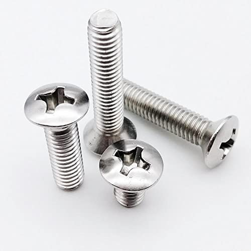 TUBEAU 10/pcs M2 M2.5 M3 M4 M5 M6 GB820 DIN966 A2-70 304 Stainless Steel Cross Raised Countersunk Head Half Oval Screw Bolt (Color : 35mm, Size : M4 10pcs)