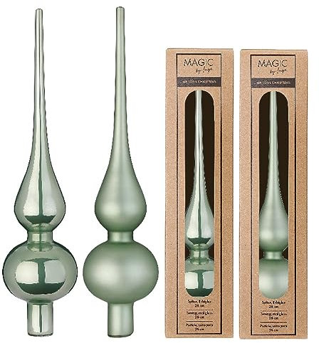 Punta per albero di Natale, 26 cm x 1 pezzo, opaco o lucido, colori verde salvia