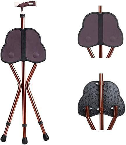 Canne Siège Pliant Béquille Tabouret Siège Béquilles Chaise Bâton De Marche Pliant Canne Siège, Léger Hauteur Réglable Robuste Portable Pêche Repos Tabouret Pour Les Parents Âgés Cadeau Pour Les