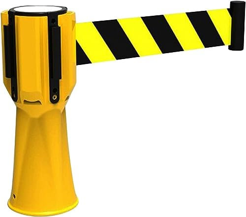 DLUXCA Ruban De Signalisation RéTractable pour CôNe De Circulation, Ruban De BarrièRe, Ceinture D'Avertissement d'urgence Montable sur CôNe, DéCoration Haute Visibilité pour CôNe(Yellow,5m)