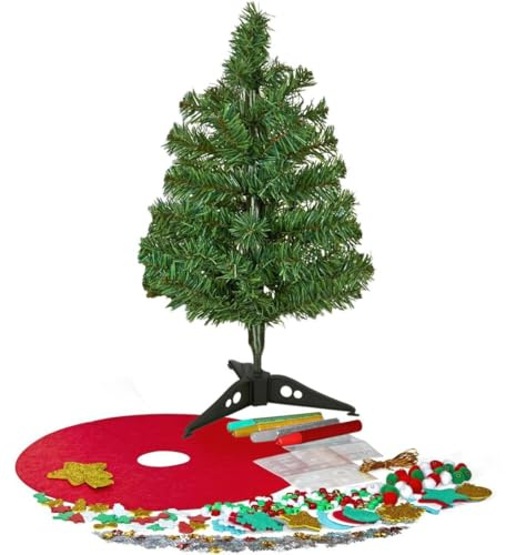Kid Made Modern Juego de mini árbol de Navidad para niños, decoración de árbol de Navidad 3D, kit de manualidades con lentejuelas