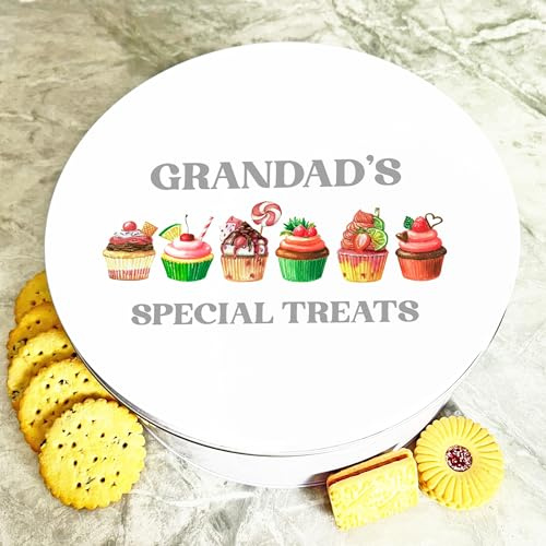 Round Cupcakes Grandad's Special Treats Personalised Cake Tin Personalised Gift | Custom Gift | Personalized Tin | Cake, Biscuit & Treat Tins | Gift For Her | Gift For Him