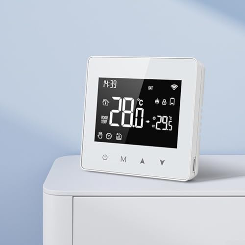 Zoegneer LCD WiFi Smart Thermostat, APP Remote And Voice Control Thermostat, Powered By Battery Smart Thermostat WiFi For Water Gas Boiler, White