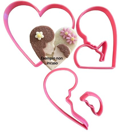 Tagliabiscotti.it - Cutter a Cuore silhouette mamma figlio - Tagliabiscotti Festa della Mamma - Cookies Cutter - Stampo/Formina per biscotti - Dimensione cuore 8cm x 7,5cm