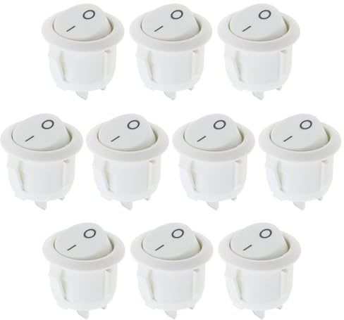VGOL 10PCS Runder Wippschalter KCD1 Mini Runder Kippschalter Ein/Aus 2 Positionen Taste AC Netzschalter für Auto Bootsbeleuchtung 6A/250V 10A/125V