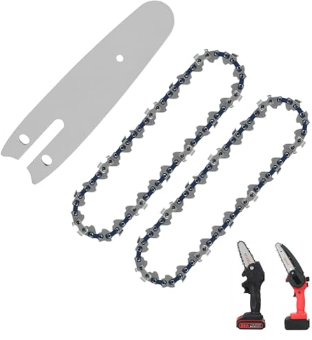 Konesky Confezione da 2 catene di ricambio per motoseghe da 4 pollici, con 4 guide per motosega, 28 maglie di trasmissione, catena per motosega da 1,1 mm, passo 1/4 Lp