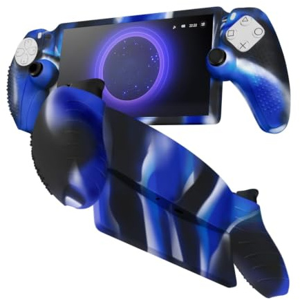 TNP Silicone Protective Case Compatible with PlayStation Portal Remote Player, Soft Grip Cover Skin for PS Portal, Anti-Slip Shock Absorbing Scratch Resistant Protector Shell, Camouflage Blue | Protective Soft-Grip Shell for Steadier Handheld Play; 1 Flexible Cover Only, Console and Thumb Grips Not Included
