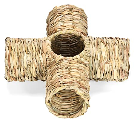 Pnuokn Grass House For Rabbits Chew Toys Natural Straw Woven Tunnel Tube Nest For Hamsters Chinchillas Small Animals Hamster Grass House Grass Tunnel Edible Hand Made Natural Grass
