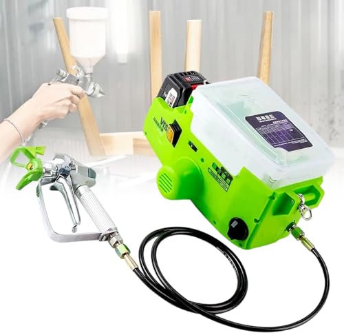 vnmudzeo PulvéRisateurs De Peinture sans Air Portatifs 500 W, pour Peinture Au Latex pour Murs IntéRieurs, Outil De PulvéRisation Murale sans Fil Rechargeable De 1,7 L,Green