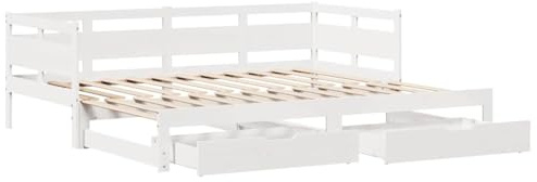 vidaXL Dagbädd utdragbar med lådor utan madrass vit 90x200 cm