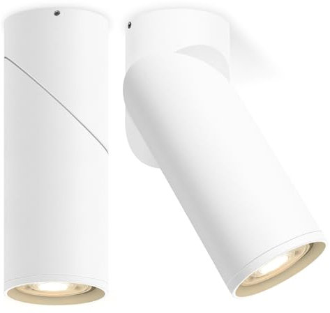 YindaLux Lot de 2 spots LED encastrables à intensité variable - Orientables - Blanc - Avec module LED 5 W 500 lm - 230 V - 3000 K/4000 K/6500 K - Spot réglable en saillie - Pour mur et plafond