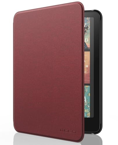 MoKo Hülle für 7 Kindle Paperwhite 12. Gen& Colorsoft, Wein Rot | Leichte Schutzhülle，Auto Aktiv-/Ruhemodus, wasserdichte Schutzhülle,für Kindle Paperwhite 12.Gen& Kindle Colorsoft 1st 2024