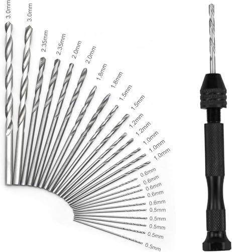 Fizzix 26-Piece Precision Pin Vise Hand Drill Set - Mini Hand Drill with Multiple Drill Bits, Ideal for Crafts, Models, and Jewelry Making