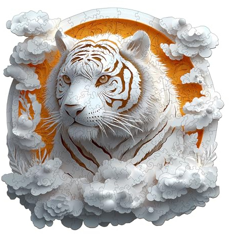 Wooden Jigsaw Puzzles for Adults - 3D Vision Paper Tiger jigsaw puzzles for adults 200pcs, Wooden jigsaw puzzles for Family Game and Birthday Gift Idea for Friends (29x29cm)