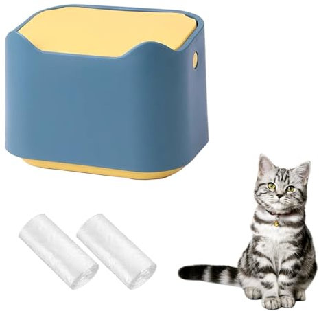 WEWAYKGJ Cat Litter Trash Can Mini Countertop Cat Litter Disposal Bin with Press Type Lid Cat Poop Trash Can Includes 60 Refill Bags