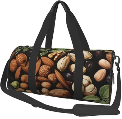 Mexpekil Sac de sport pliable - Sac de voyage imperméable pour femme et homme - Grand sac de week-end pour le sport et la danse, Feuille alimentaire aux noix, Taille unique