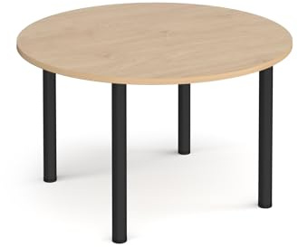 Mr Office Circular radial leg meeting table - black legs, Kendal Oak, 1200