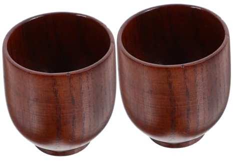 Veemoon 2stücke Holzweinbecher Holzwasserbecher Holztrinkbecher Kelchform Für Tee Wein Wasser Handgefertigt Langlebig Natürliche Optik Für Zuhause Und Draußen