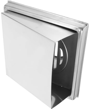 Edelstahl Abluftentlüftungskappe 100, Rainproof für Trocknervent | Silber, Wandmontage für Küche und Bad, 304 Stück Ausführung mit 9,5cm Öffnung