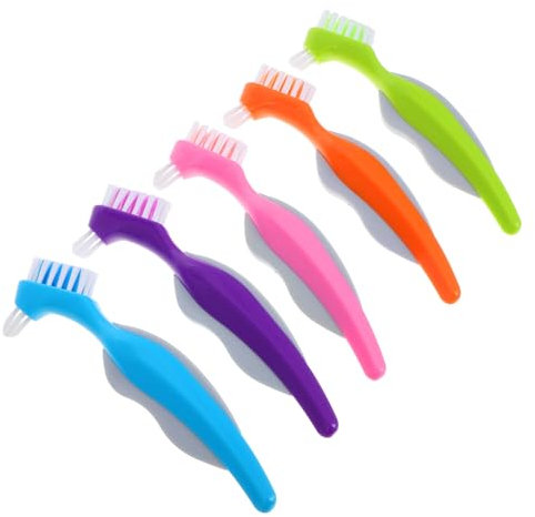 ELAYARD Brosse à Dents pour Prothèses Dentaires à Double Tête Lot de 5 Set de Poils Souples Nettoyage Doux pour Gencives Accessoire Pratique pour Personnes Âgées Voyage Compact
