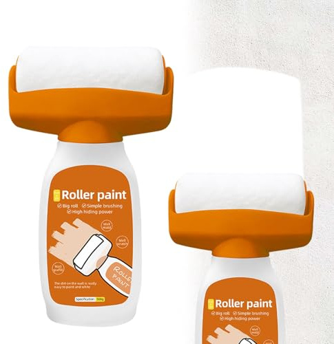 Wandfarbe Ausbessern Weiß, 500g Tragbares Ausbesserungsfarbe Weiss Roller, Wandreparatur Rollenfarbe für Graffiti Flecken Kratzer Risse auf Wandoberflächen