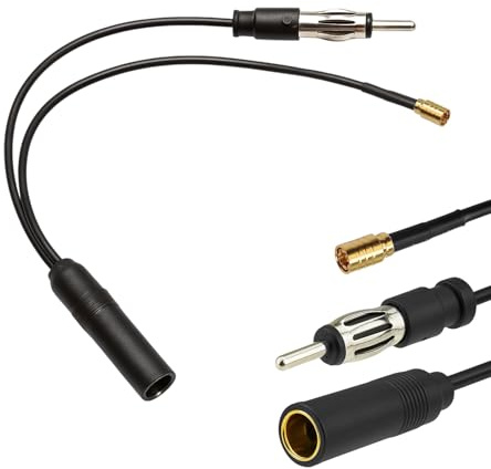 DAB Antenne Splitter SMB Adapter DIN Stecker Auto Radio, DIN Stecker für DAB Autoantenne, verbessert Empfang von DAB Signalen, Plug Play Lösung