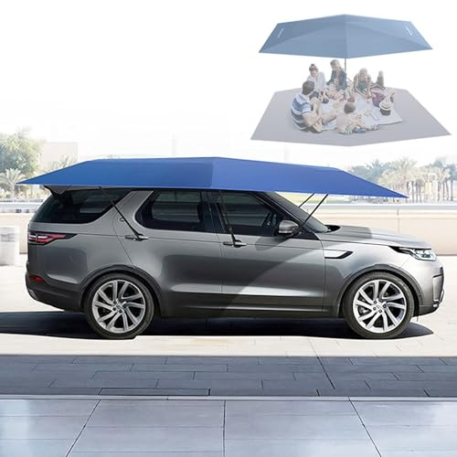 Cochera plegable automática de 5,2 m con control remoto, toldo portátil para coche con carga para el hogar y encendedor de cigarrillos, refugio móvil para vehículos