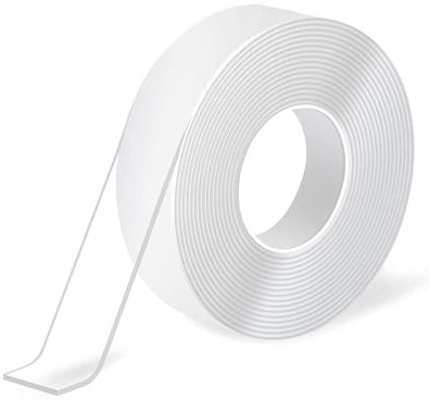 Acual 5M Ruban Adhésif Double Face Extra Fort Transparent, Nano Tape Lavable Réutilisable Multi-Usages sans Traces, ni Clou ni Vis, pour Maison Bureaux Tableau Decoration Murale (2 mm × 2 cm × 5 m)