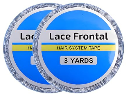 2 cintas adhesivas de doble cara para extensiones de cabello, cintas de revestimiento azul, tiras de repuesto para pelucas (0,8 cm)