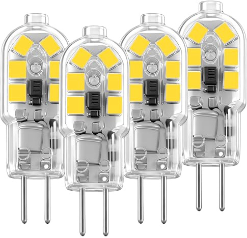 LUHMQ G4 LED Birne 2W ersetzt 20W Halogen,AC/DC 12V-24V Niederspannung,MR11 Bi-Pin Sockel - Für Landschaftsleuchten, Unterschrank-Pucklichter, Kronleuchter,Haushaltsleuchten(Kaltesweiß 3000k, 4 Stück)