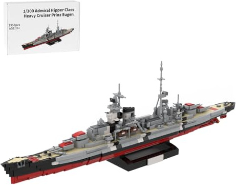 Vectolbricks Klemmbausteine Kriegsschiff Modell, 1958 Teile 1:300 Maßstab Schwerer Kreuzer Prinz Eugen Schlachtschiff Leichter Kreuzer MOC Militär Technik Groß Schiff Set