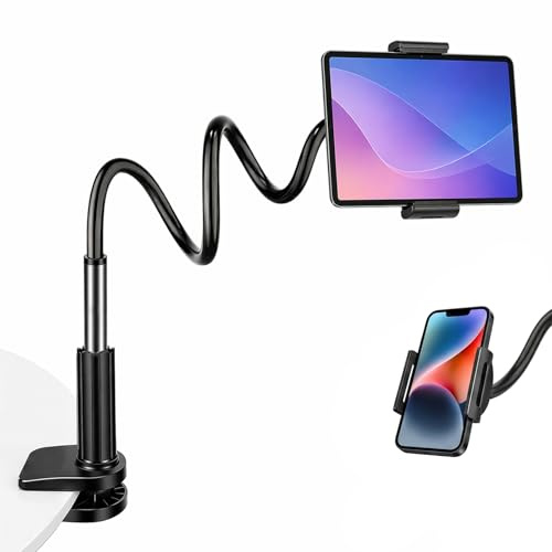 Gokemuak Soporte Tablet Cama, Cuello de Cisne 100 cm Negro