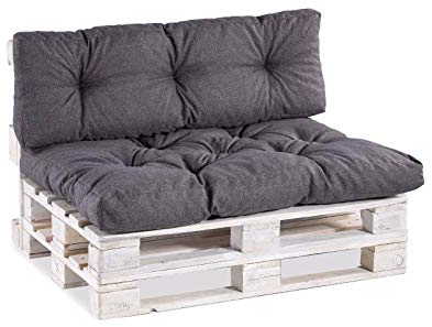 Gutekissen Palettenkissen, Gartensofakissen, Gesteppte Kissen gefüllt mit granuliertem Poulirette-Schaum, viele Farben und Größen PPI (Sitzkissen 120x60, gesteppt Anthrazit)