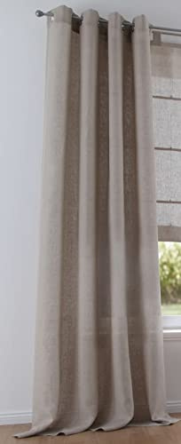 Kutti Ösenschal Metis 100% Leinen Blickdicht Vorhang Gardine Linen (Natur) Breite 140 * Höhe 245 cm (1 Stück)